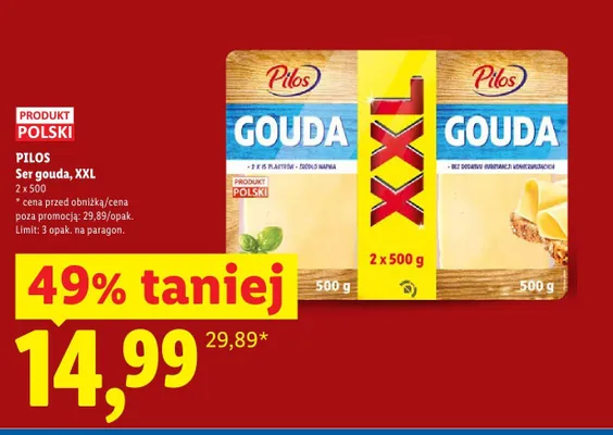 Ser gouda XXL Pilos promocja w Lidl