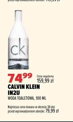 Woda toaletowa Calvin Klein IN2U promocja w Drogerie Natura