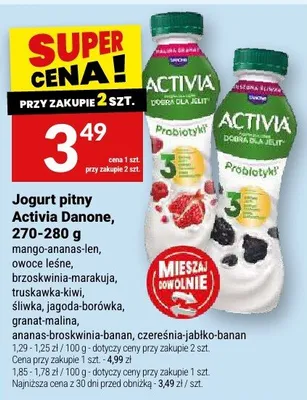 Jogurt pitny Activia Danone brzoskwinia-marakuja promocja w Twój Market