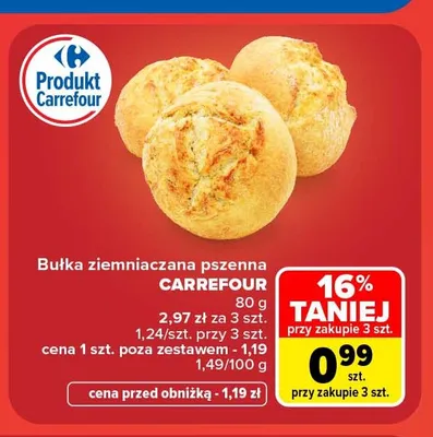 Bułka ziemniaczana pszenna Carrefour promocja w Carrefour Market