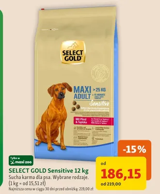 Sucha karma dla psa Select Gold Sensitive promocja w MAXI ZOO