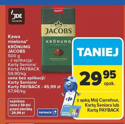 Kawa mielona JACOBS Krönung promocja w Carrefour Market