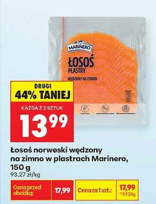 Łosoś norweski wędzony na zimno w plastrach promocja w Biedronka