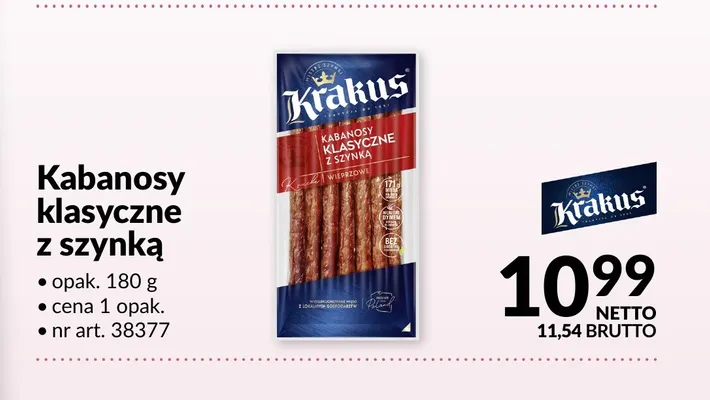 Kabanosy klasyczne z szynką Krakus promocja w Makro