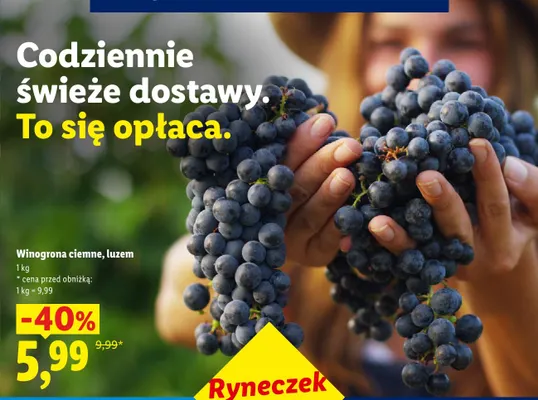 Winogrona ciemne luzem promocja w Lidl