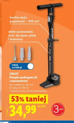 Pompka podłogowa XL z manometrem Crivit promocja w Lidl