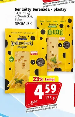 Ser żółty Serenada Babuni plastry promocja w Prim Market