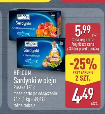 Sardynki w oleju roślinnym Helcom promocja w Aldi