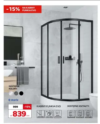 Kabina prysznicowa Deante Funkia Evo promocja w Komfort