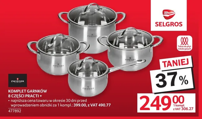 Komplet garnków 8 części Practi + Zwieger promocja w Selgros