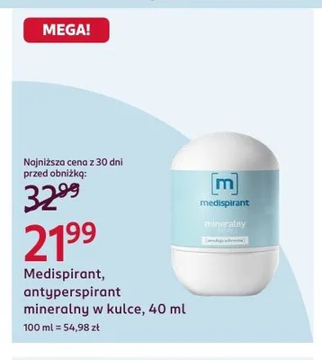 Antyperspirant mineralny w kulce Medispirant promocja w Rossmann