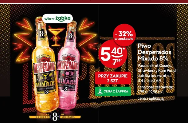 Piwo Desperados Mixado 8% Strawberry Rum Punch promocja w Żabka