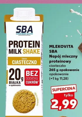 Napój mleczny proteinowy ciasteczko Mlekovita SBA promocja w Kaufland
