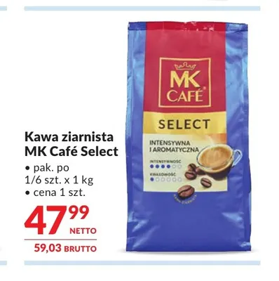 Kawa ziarnista MK Café Select promocja w Makro