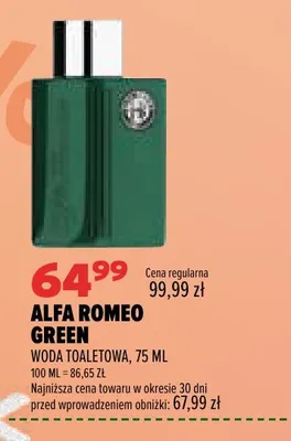 Woda toaletowa Alfa Romeo Green promocja w Drogerie Natura
