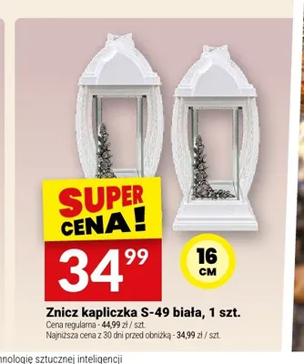 Znicz kapliczka S-49 biała promocja w Twój Market