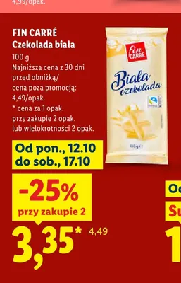 Czekolada biała Fin Carré promocja w Lidl