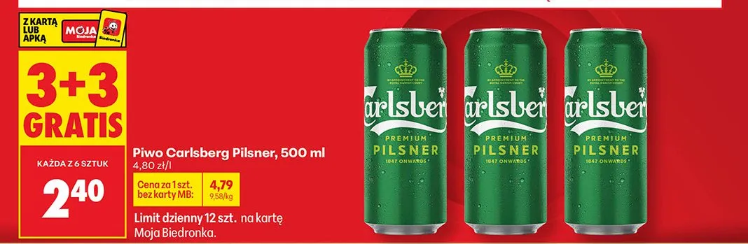 Piwo Carlsberg Pilsner promocja w Biedronka