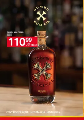 Rum Bumbu 40% promocja w Selgros