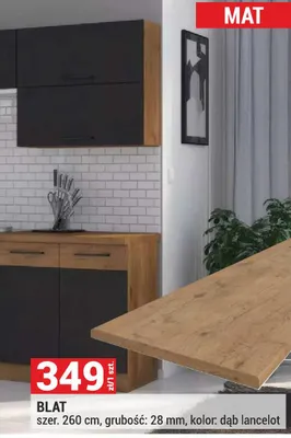 Blat szer. 260 cm, grubość: 28 mm, kolor: dąb lancelot promocja w Merkury Market