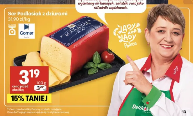 Ser Podlasiak z dziurami Gomar Trade promocja w Delikatesy Centrum