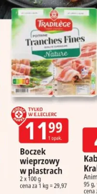 Boczek wieprzowy w plastrach promocja w Leclerc