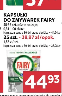 Kapsułki do zmywarek Fairy 25 szt. promocja w Stokrotka