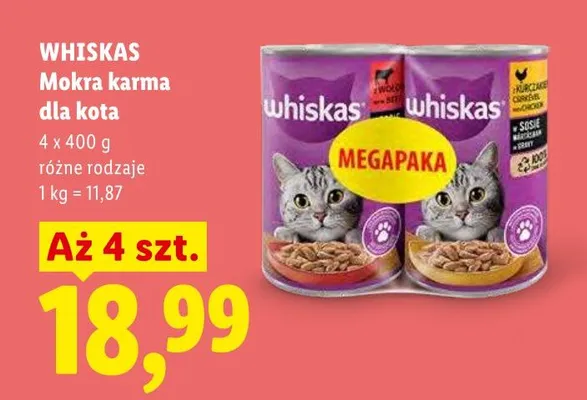Mokra karma dla kota Whiskas 4-pak promocja w Lidl