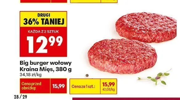 Big burger wołowy Kraina Mięs promocja w Biedronka