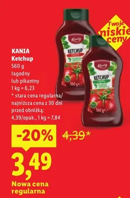 Ketchup łagodny Kania promocja w Lidl