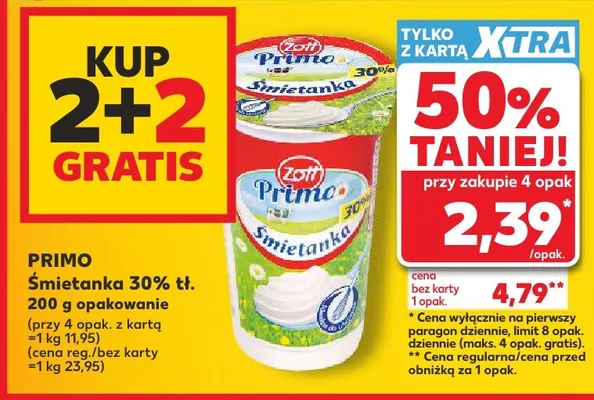 Śmietanka Primo Zott 30% promocja w Kaufland