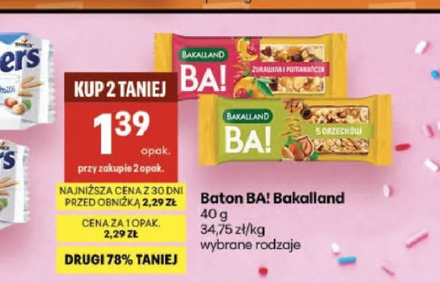 Baton BA! Bakalland Żurawina i Pomarańcza promocja w Delikatesy Centrum