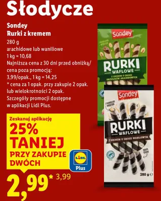 Rurki z kremem arachidowe lub waniliowe promocja w Lidl