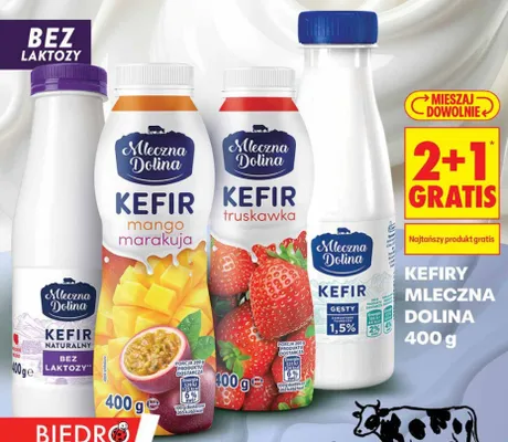 Kefir naturalny bez laktozy Mleczna Dolina promocja w Biedronka