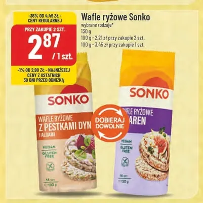 Wafle ryżowe z pestkami dyni i algami Sonko promocja w POLOmarket