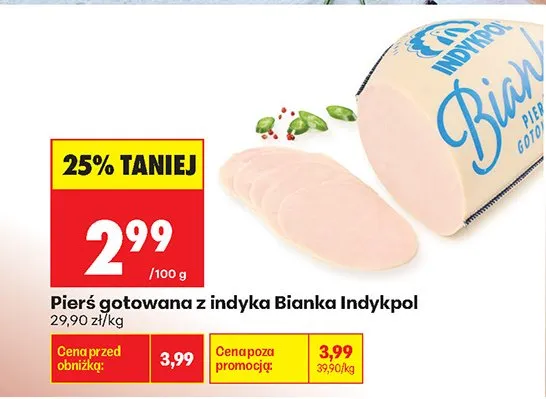 Pierś gotowana z indyka Bianka Indykpol promocja w Biedronka