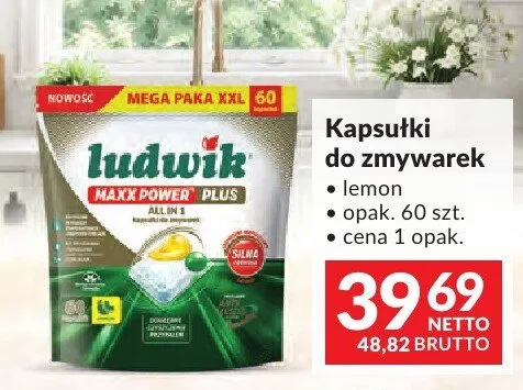 Kapsułki do zmywarek Ludwik Maxx Power Plus lemon Mega Paka XXL promocja w Makro