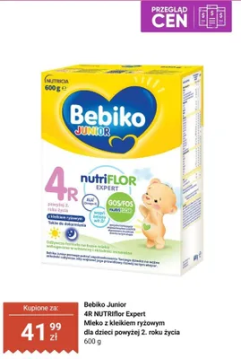 Mleko modyfikowane Bebiko Junior 4R NUTRIflor Expert z kleikiem ryżowym promocja w Biedronka