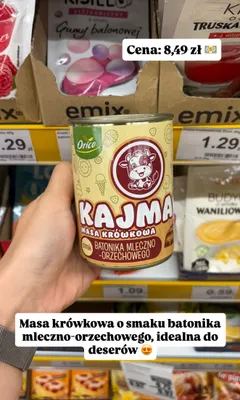Masa krówkowa Orico Kajmak o smaku batonika mleczno-orzechowego promocja w Dino