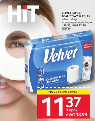 Papier toaletowy Velvet 12 rolek dwa rodzaje promocja w Selgros