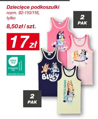 Dziecięce podkoszulki Bluey rozm. 92-110/116 promocja w KiK