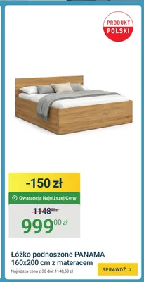 Łóżko podnoszone PANAMA 160x200 cm z materacem promocja w ERLI