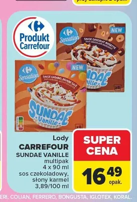 Lody Carrefour Sundae Vanille słony karmel 4-pak promocja w Carrefour