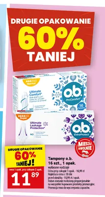 Tampony o.b. ProComfort Normal 16-pak promocja w Twój Market