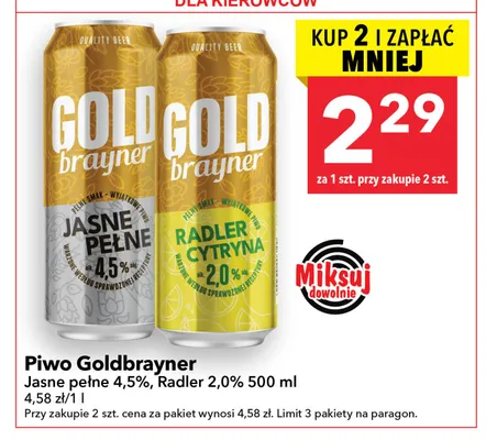 Piwo Goldbrayner Jasne pełne 4,5% 500ml promocja w LEWIATAN