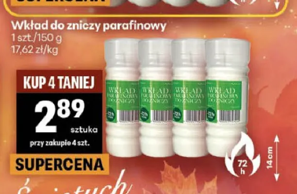 Wkład do zniczy parafinowy promocja w Delikatesy Centrum