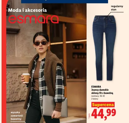 Jeansy damskie skinny fit z bawełną Esmara promocja w Lidl