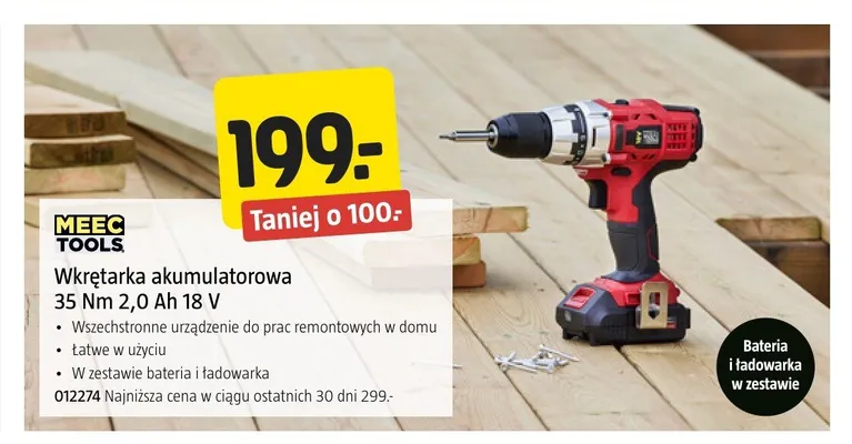 Wkrętarka akumulatorowa MEEC TOOLS promocja w Jula