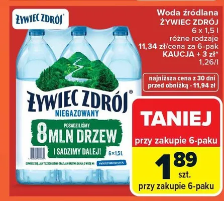 Woda źródlana niegazowana promocja w Carrefour Market