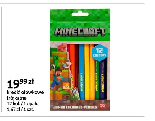 Kredki ołówkowe trójkątne Minecraft 12 kolorów promocja w Empik